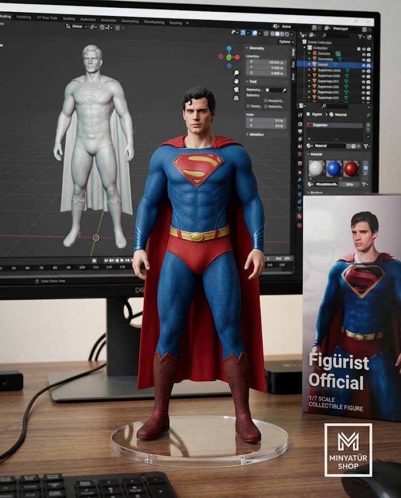 Superman temalı süper kahraman figürü
